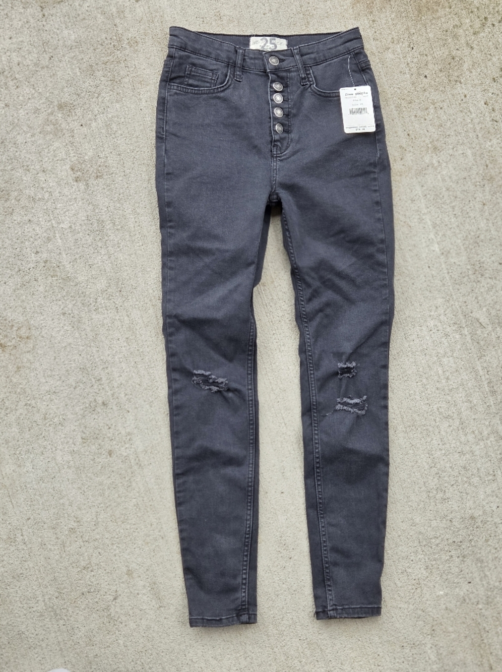 Free People We The People High Rise Button Fly  Skinny Jeans Sz 25 NWT Black